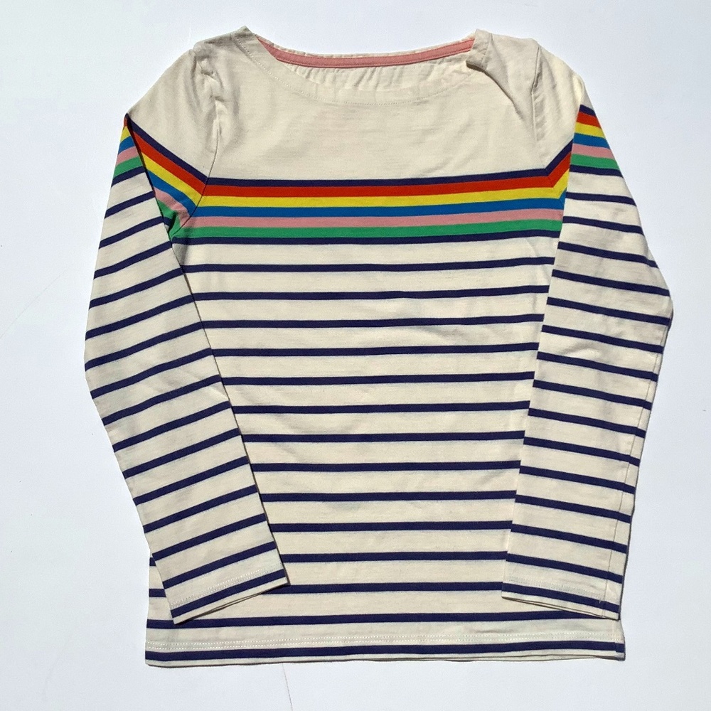 Girl’s Boden rainbow stripe Breton tee